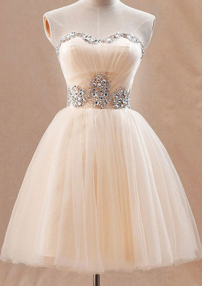 Tulle Cocktail Dress Ball Gown Strapless Sweetheart Short Mini Beaded Tulle Cocktail Dress Ball Gown Strapless Sweetheart Short Mini Beaded
