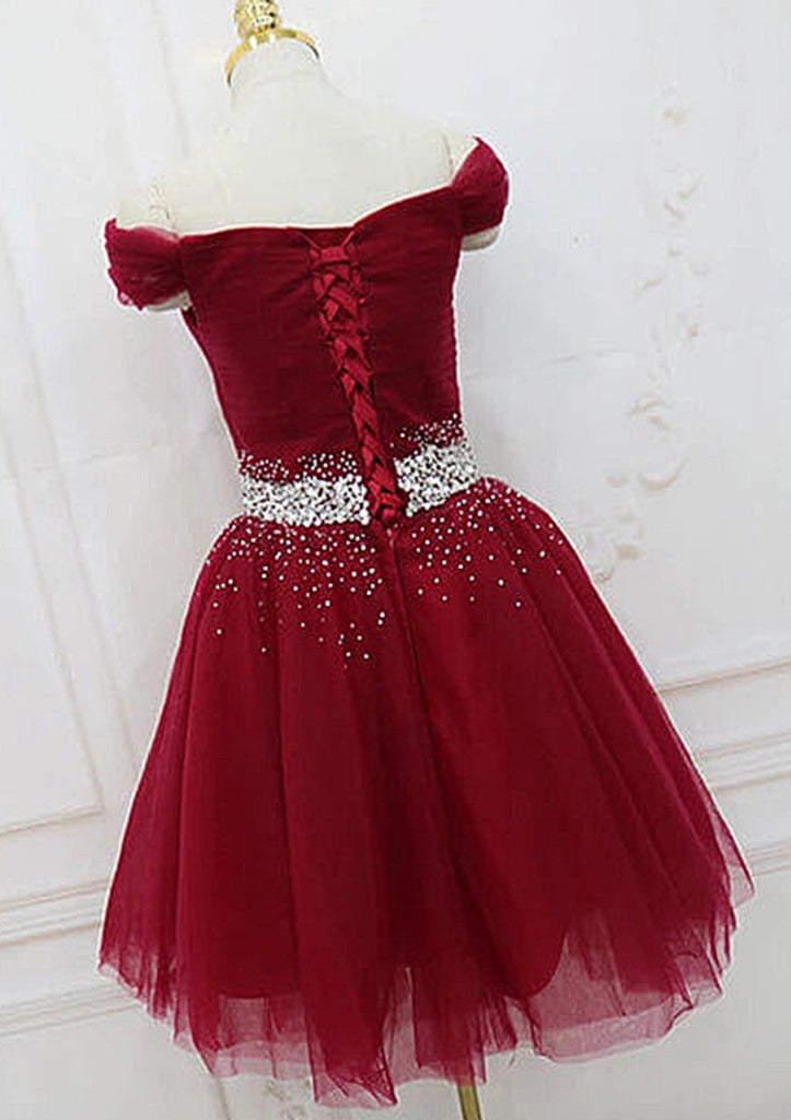 Mini vestido de baile curto de tule lilás sem mangas com ombro de fora, miçangas plissadas