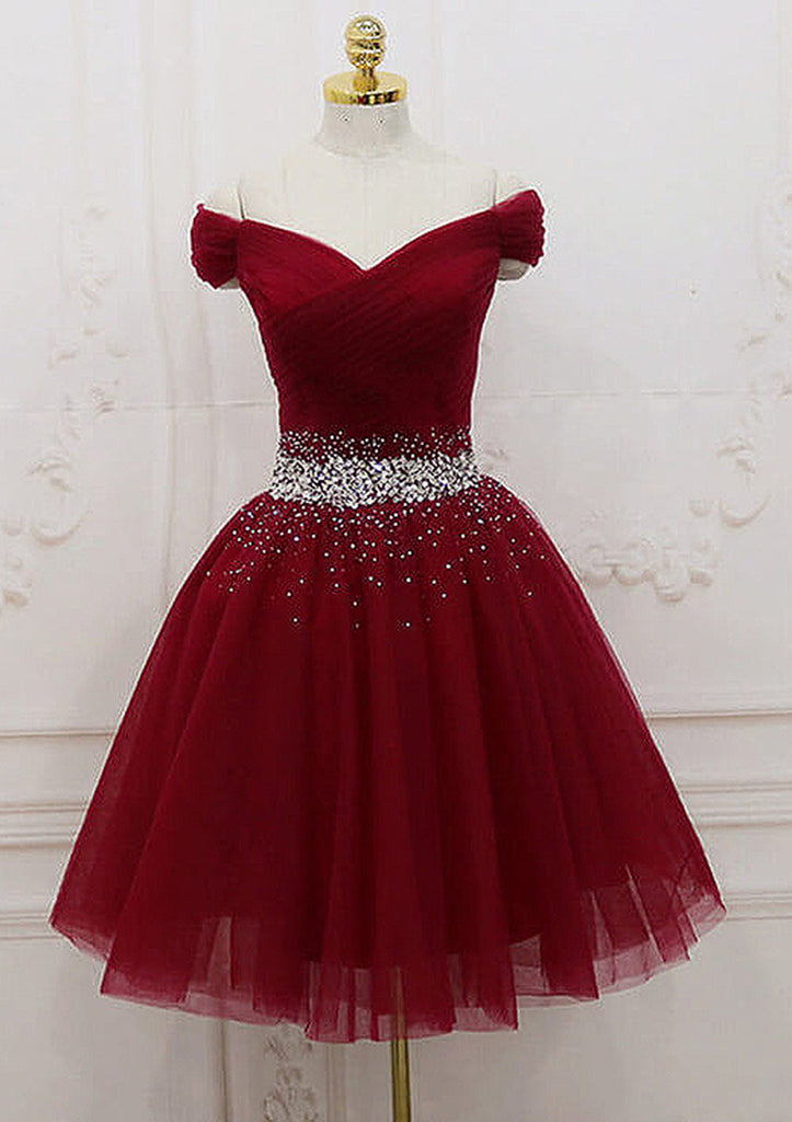 Mini vestido de baile curto de tule lilás sem mangas com ombro de fora, miçangas plissadas
