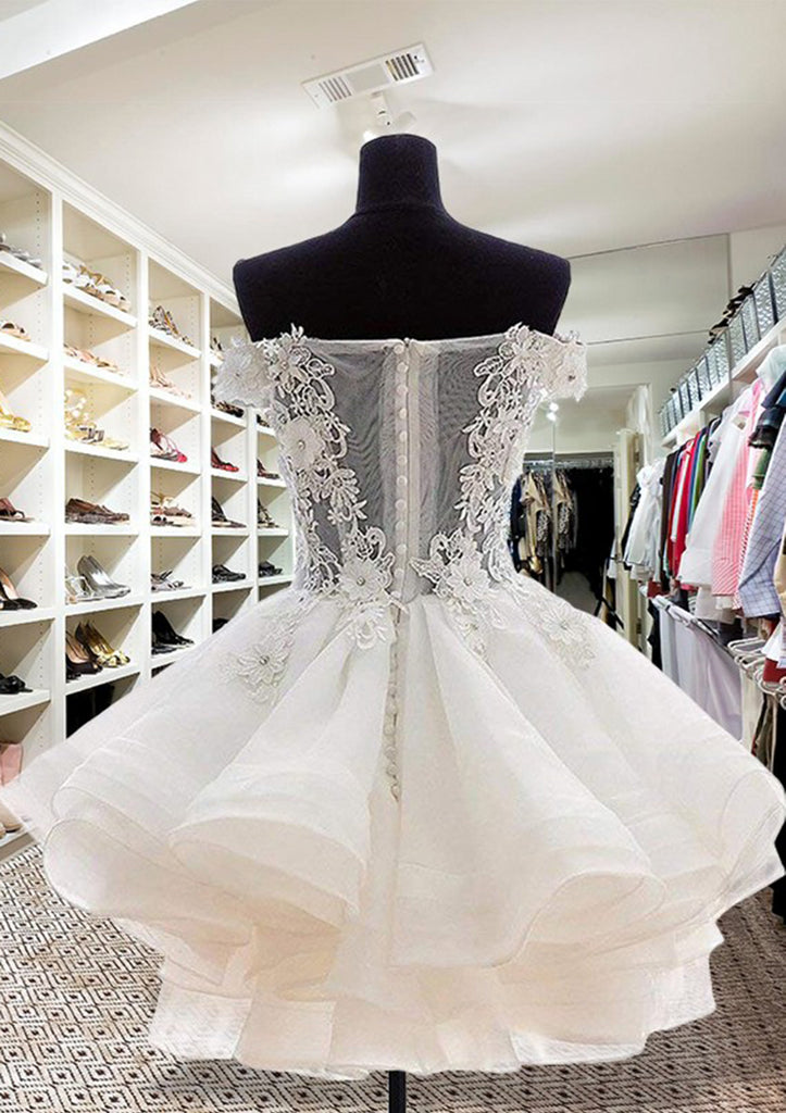 ثوب الكرة قبالة الكتف بورجوندي اورجانزا فستان قصير العودة للوطن البسيطة، الدانتيل الديكور