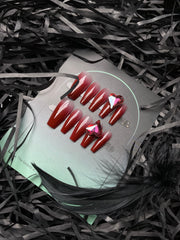 Helios' Heartstone Detachable & Reusable Red Press-On Long Wearable Nails