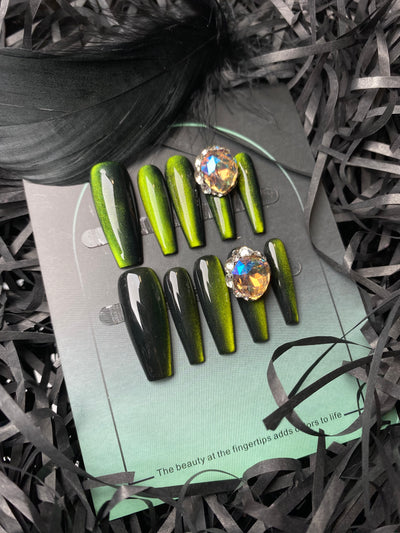 Verdant Valley Reutilizáveis Press-On Crystal Long Wearable Nails