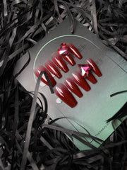 Helios' Heartstone Detachable & Reusable Red Press-On Long Wearable Nails