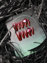 Helios' Heartstone Detachable & Reusable Red Press-On Long Wearable Nails