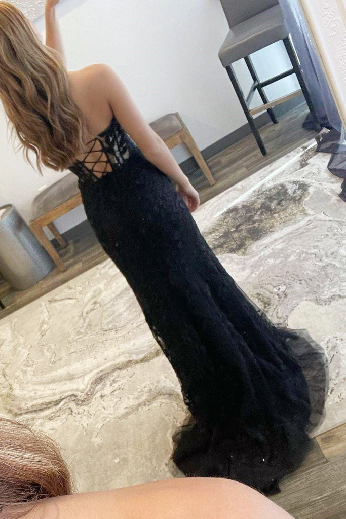 Mermaid Strapless Sweetheart Tulle Long Sweep Formal Party Prom Dress, Slit