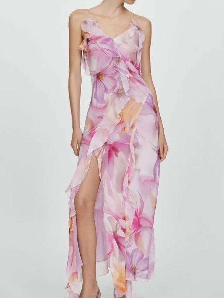 sheer ruffle shoulder asymmetric hem maxi dress with Thigh-High Slit Baby Girl Birthday Party satin wedding dress with sleeves Größe:Size 24W while the fluid skirt