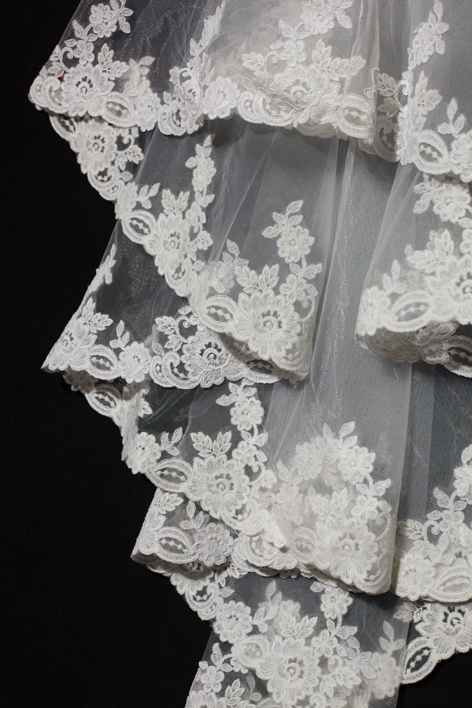 2 Layers Elbow Length Lace Wedding Veil