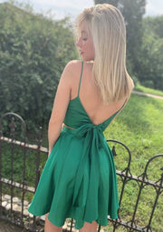 Due pezzi Cocktail Abito A-line V Neck Raso Corto Mini abito da sera