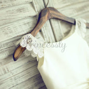 $15 SALE: Ivory Lace Cap Sleeves Tulle Flower Girl Dress