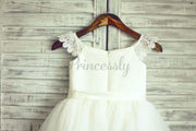 $15 SALE: Ivory Lace Cap Sleeves Tulle Flower Girl Dress