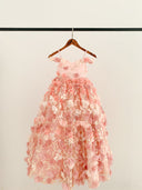 3D Dentelle Tulle Fleur Hors Épaule Mariage Fleur Fille Robe Couture Robe