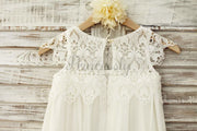 $15 SALE: Boho Beach Lace Cap Sleeves Ivory Chiffon Flower