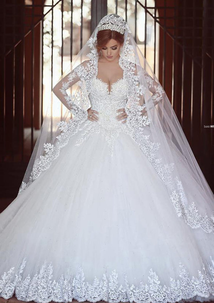 Ball Gown Off Shoulder Cathedral Tulle Bridal Wedding Dress