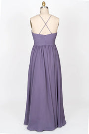 Beaded Strap Sweetheart Twist Knot Violet Chiffon Bridesmaid
