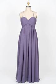 Beaded Strap Sweetheart Twist Knot Violet Chiffon Bridesmaid