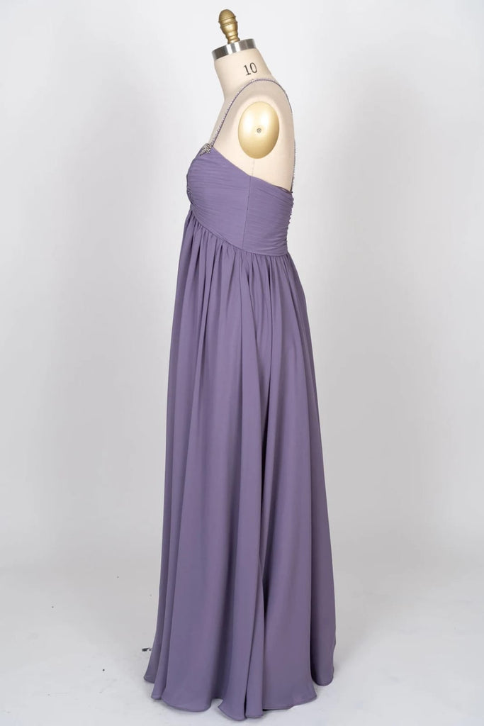 Beaded Strap Sweetheart Twist Knot Violet Chiffon Bridesmaid