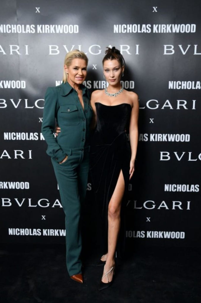 Bella Hadid Strapless Black Velvet Split Red Carpet Dress