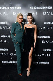 Bella Hadid Strapless Black Velvet Split Red Carpet Dress