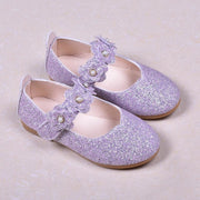Black / Green / Lavender Leather Sequin Pearl Flat Princess