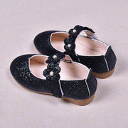 Black / Green / Lavender Leather Sequin Pearl Flat Princess