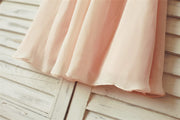Boho Beach Blush Pink Chiffon Flower Girl Dress with 