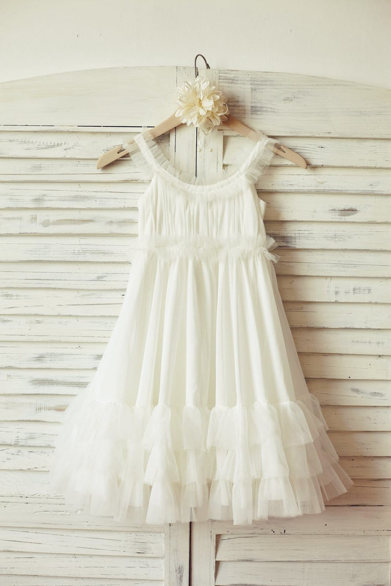 Boho Beach Ivory Chiffon Tulle Flower Girl Dress Princessly boho-beach-ivory-chiffon-tulle-flower-girl-dress-princessly