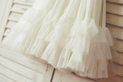 Boho Beach Ivory Chiffon Tulle Flower Girl Dress