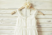 Boho Beach Ivory Chiffon Tulle Flower Girl Dress