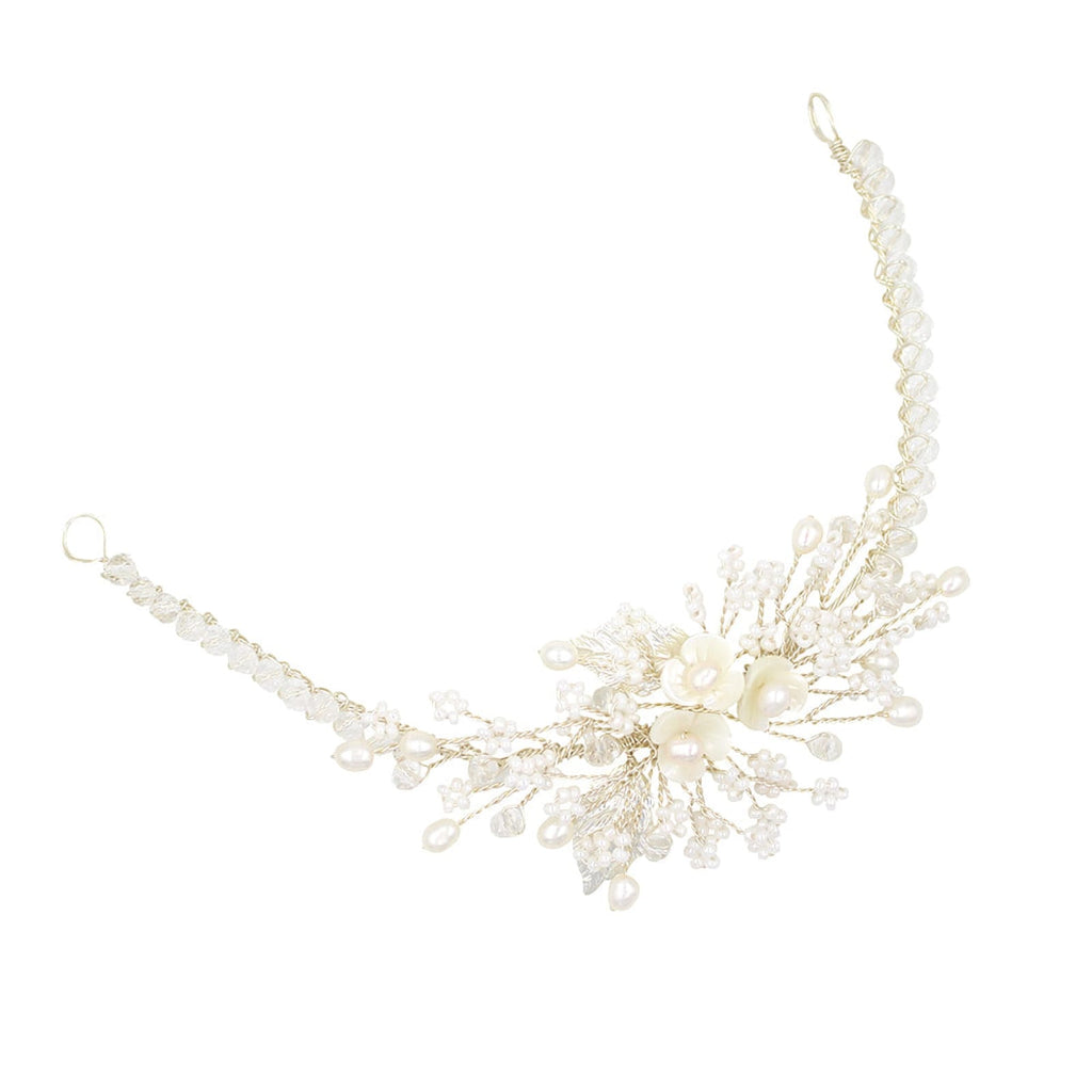 Bridal Pearl Flower Bracelet Handmade Shell Flowers Vintage