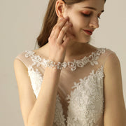 Bridal Pearl Flower Bracelet Trendy Crystal Vintage Silver