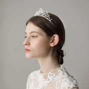 Bride Crown Princess Silver Pearls Headwear Wedding Hair