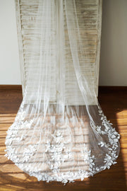 Cathedral Long Tulle 3D Flowers Wedding Veil Bridal Veil