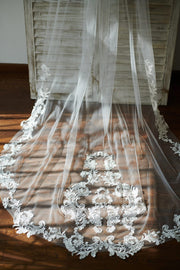Cathedral Long Tulle Lace Appliques Wedding Veil Bridal Veil