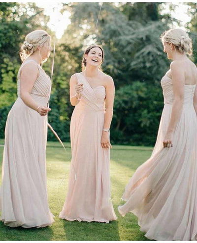 Chiffon A-line Sweetheart One Shoulder Sleeveless Long