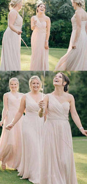 Chiffon A-line Sweetheart One Shoulder Sleeveless Long