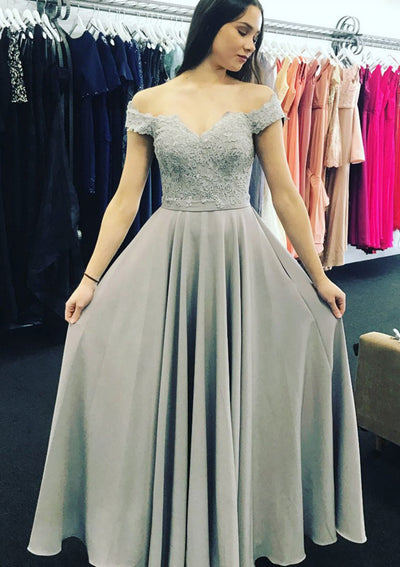 Chiffon A-Line/Princess Off Shoulder Long Prom Party Dress