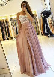 A-line Scalloped Sweetheart Sleeveless Pleated Split Long