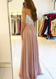 A-line Scalloped Sweetheart Sleeveless Pleated Split Long