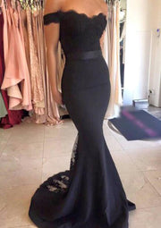 Elastic Satin Prom Dress Trumpet/Mermaid Off-The-Shoulder