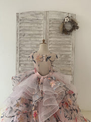 Embroidery Lace Tulle Cap Sleeves Keyhole Back Wedding