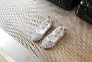 Gold / Silver / Pink Leather Bow Sequin Flower Girl Shoes