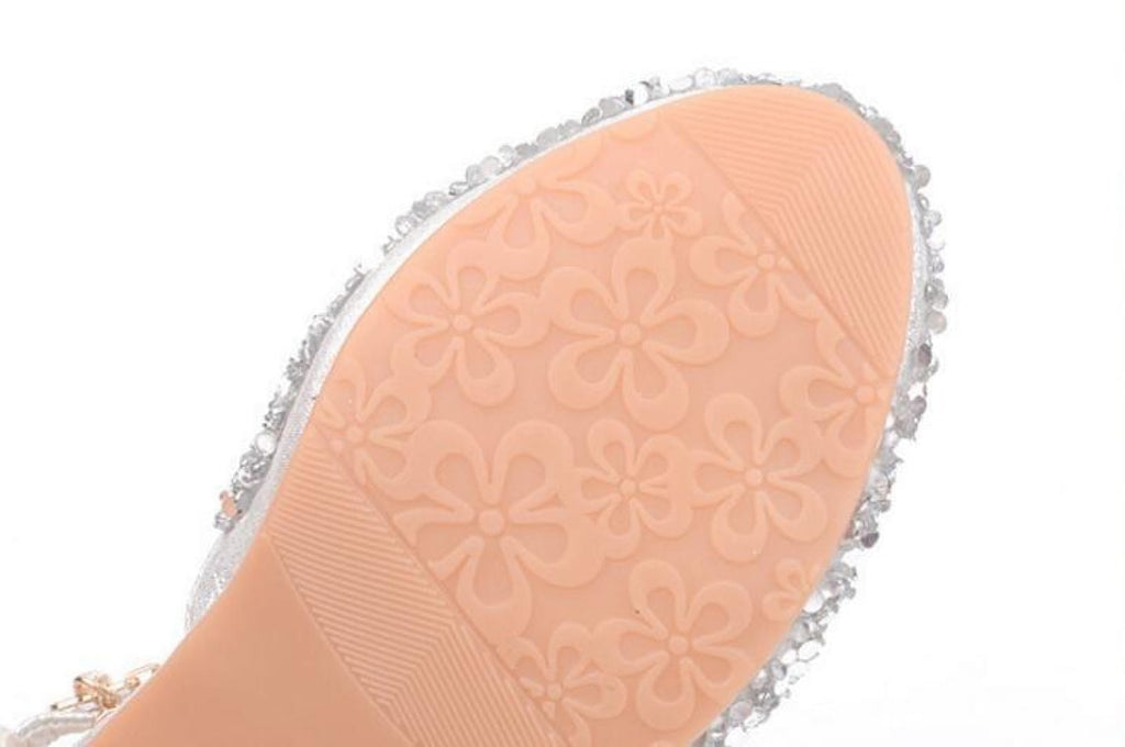 Gold / Silver / Pink Sequin Rhinestone Sandals Wedding