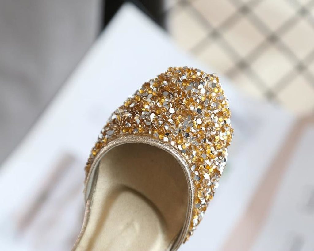 Gold / Silver Sequin Pearls Wedding Flower Girl Shoes