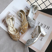 Gold / Silver Sequin Pearls Wedding Flower Girl Shoes