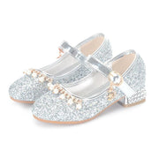 Gold / Silver Sequin Rhinestone Wedding Flower Girl Shoes
