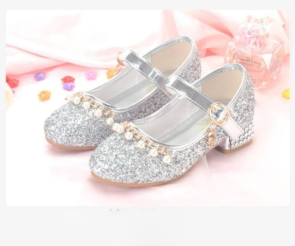 Gold / Silver Sequin Rhinestone Wedding Flower Girl Shoes