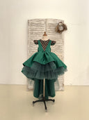 Robe de demoiselle d'honneur en satin vert à sequins en tulle pour enfants Robe de danse pour enfants