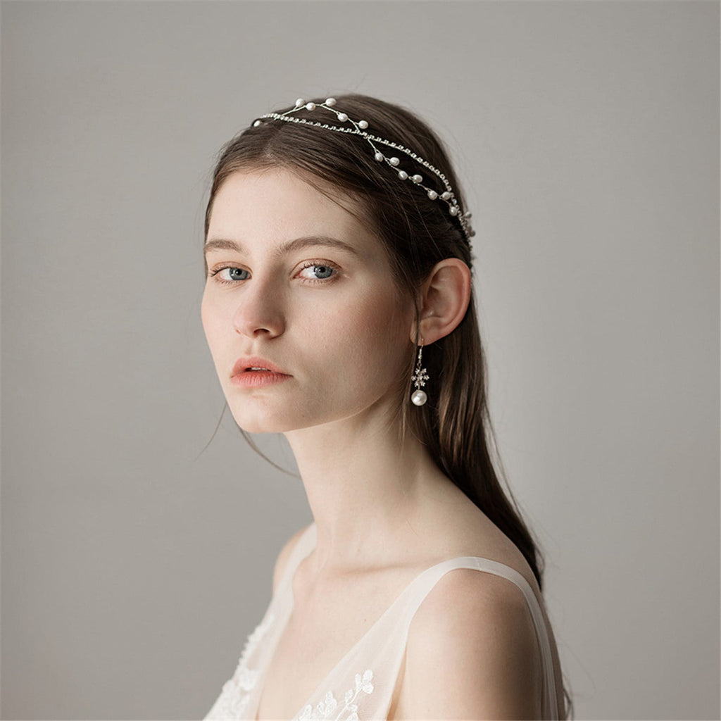 Handmade Chain Pearls Headband Wedding Bridal Hair