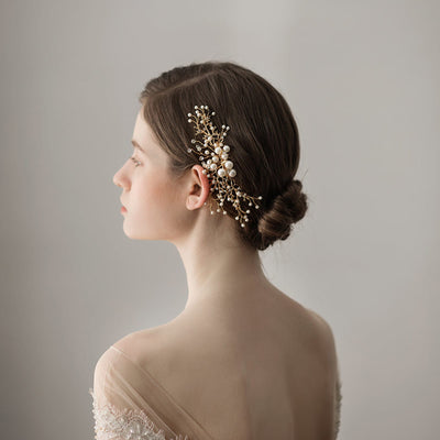Handmade Pearls Alloy Bridal Hair Comb Wedding Headdress