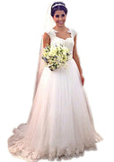 Illusion Back Ivory Lace Tulle Sleeveless Bridal Wedding Dress